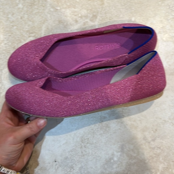 Rothy's The Flat In Bloom Metallic Purple Ballet Shoe 10 slip on flats - Picture 3 of 8